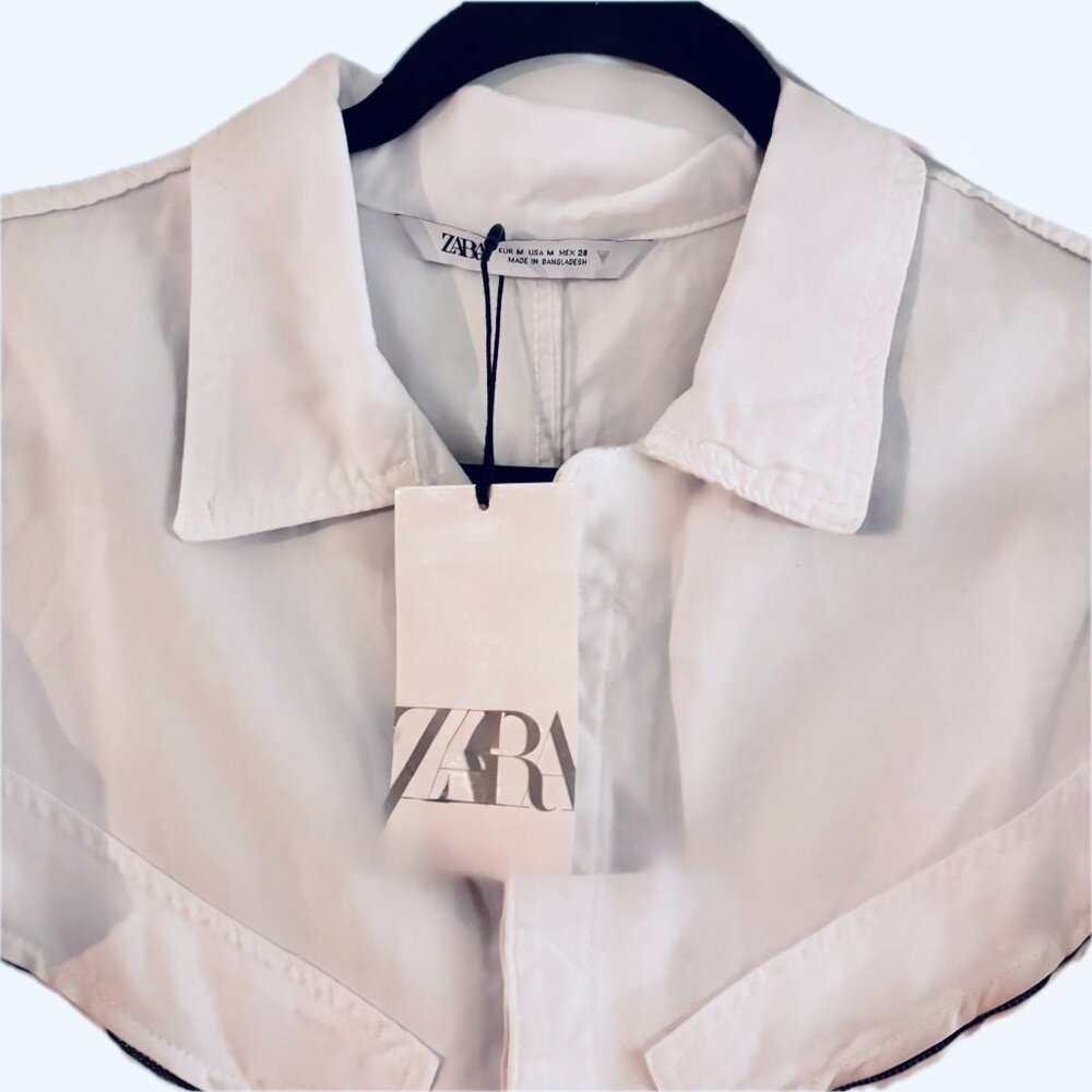 Zara White Denim Romper Womens M NEW - Picture 6 of 13